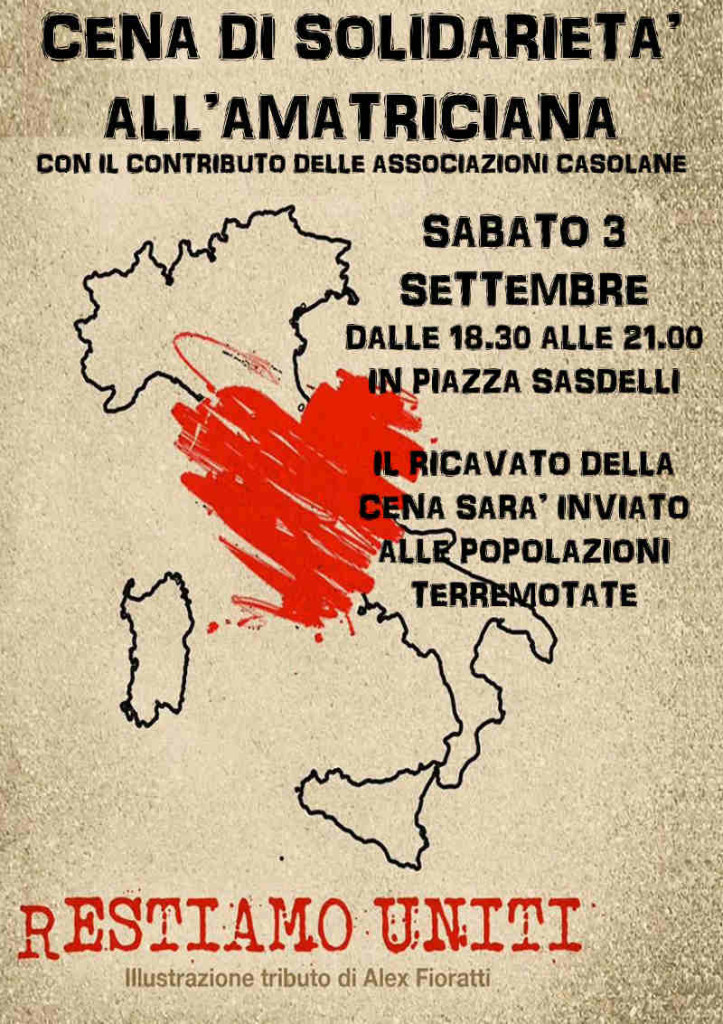 Unpli Pro Loco Emilia Romagna - Cena di Solidarietà all'Amatriciana