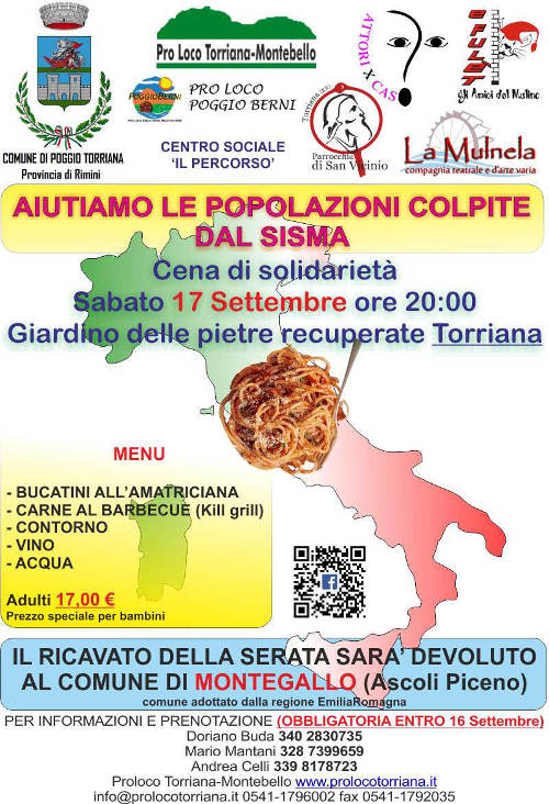 Torriana per i Terremotati @ Giardino delle Pietre Recuperate, Torriana RN | Poggio Torriana | Emilia-Romagna | Italia